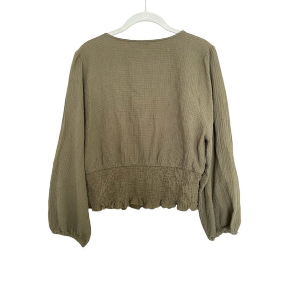 SOLD Madewell Julianne Lightspun Smocked Waist Cotton Gauze Wrap Top - Picture 4 of 5